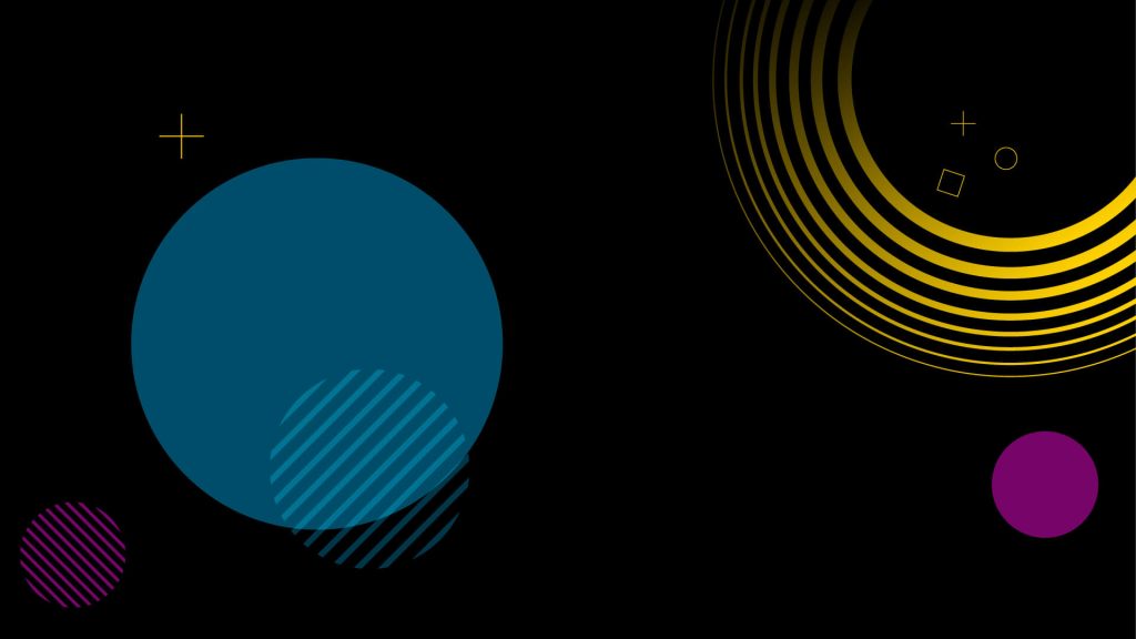 Circular patterns on black background.
