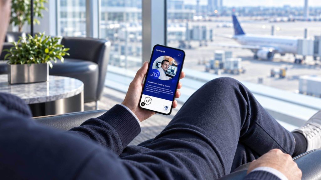Workspot mobile experience displayed on a smartphone